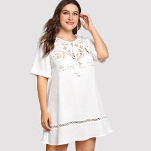 Shein Plus Tassel Tie Neck Laser Cut Tunic Dress