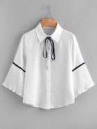 Shein Pleated Sleeve Tape Detail Shirt