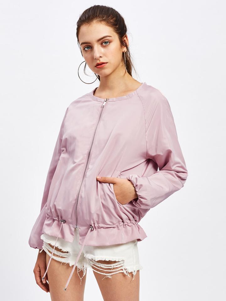 Shein Raglan Sleeve Drawstring Hem Jacket
