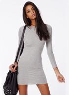 Shein Grey Long Sleeve Bodycon Dress