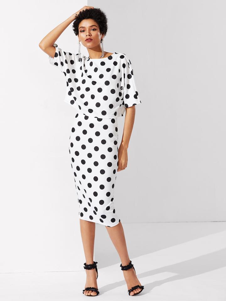 Shein Polka Dot Tee & Skirt Co-ord