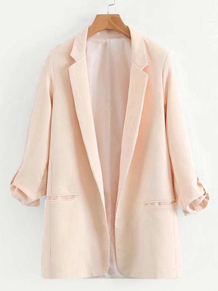 Shein Roll-up Sleeve Longline Tailored Blazer