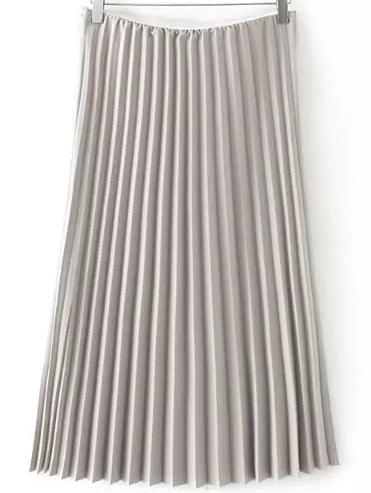 Shein Elastic Waist Pleated Grey Skirt