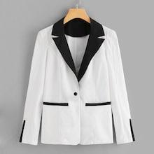Shein Notch Collar Two Tone Single Buttoned Blazer