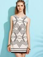 Shein White Geometric Print Sheath Dress