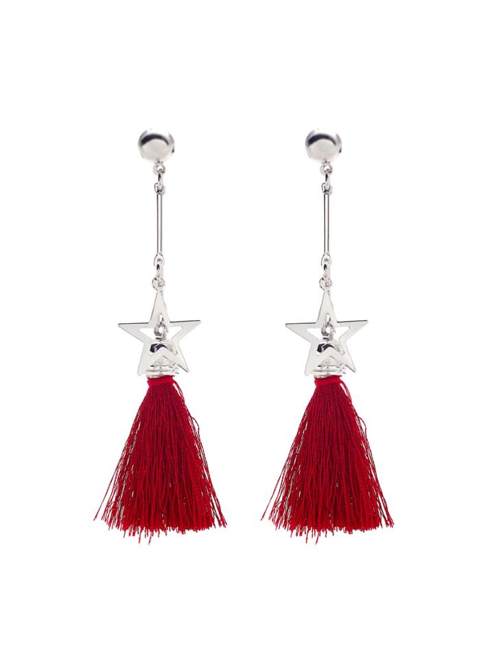 Shein Tassel Drop Earrings With Hollow Star