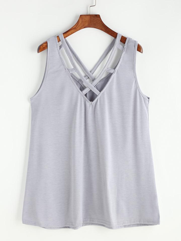 Shein Double V-neckline Criss Cross Tank Top