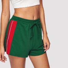 Shein Color Block Slit Side Drawstring Shorts