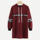 Shein Letter Taped Drawstring Detail Hooded Dress