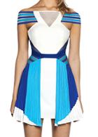 Shein Multicolour Boat Neck Open Back Striped Dress