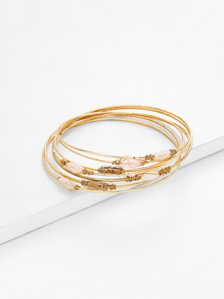 Shein Crystal Detail Bangle Bracelet Set