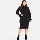 Shein Plus Solid High-neck Knit Dress