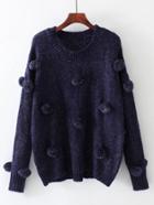 Shein Pom Pom Design Drop Shoulder Jumper Sweater