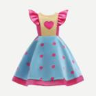 Shein Girls Color Block Embroidered Bow Detail Dress