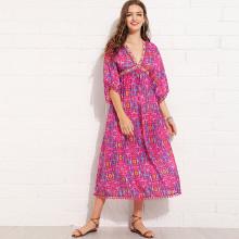 Shein V Neckline Pom-pom Trim Dress