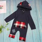 Shein Toddler Girls Pocket Detail Plaid Hooded Jumpsuit