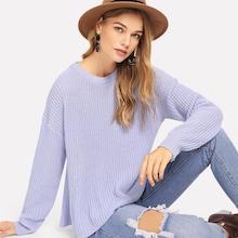 Shein Round Neck Solid Drop Shoulder Jumper