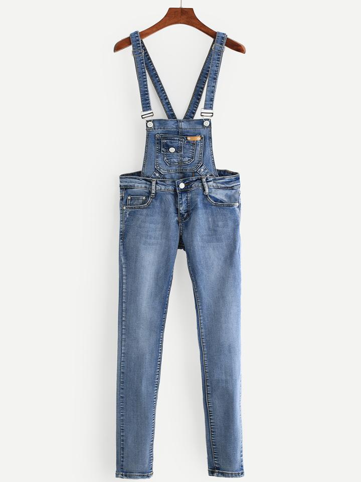 Shein Blue Crisscross Back Denim Overalls