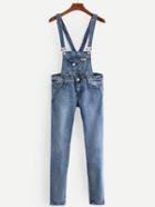 Shein Blue Crisscross Back Denim Overalls