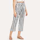 Shein Striped Belted Button Pants