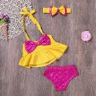 Shein Girls Baby Girl Bow Decorated Tankini Set