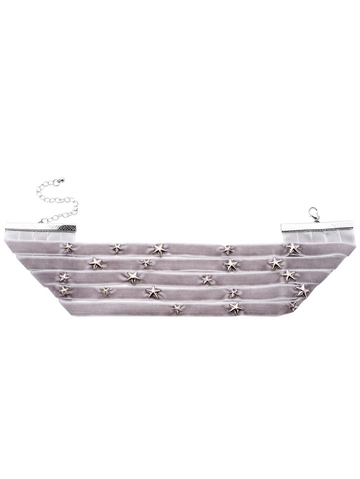 Shein Grey Layered Metal Star Wide Choker Necklace