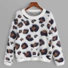 Shein Leopard Pattern Fuzzy Jumper
