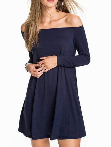 Shein Blue Boat Neck Shift Dress
