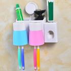 Shein Wall Mounted Tooth Brush Rack With Toothpaste Dispenser