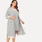 Shein Plus Floral Lace Night Dress With Robe