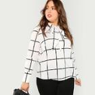 Shein Plus Tie Neck Grid Blouse