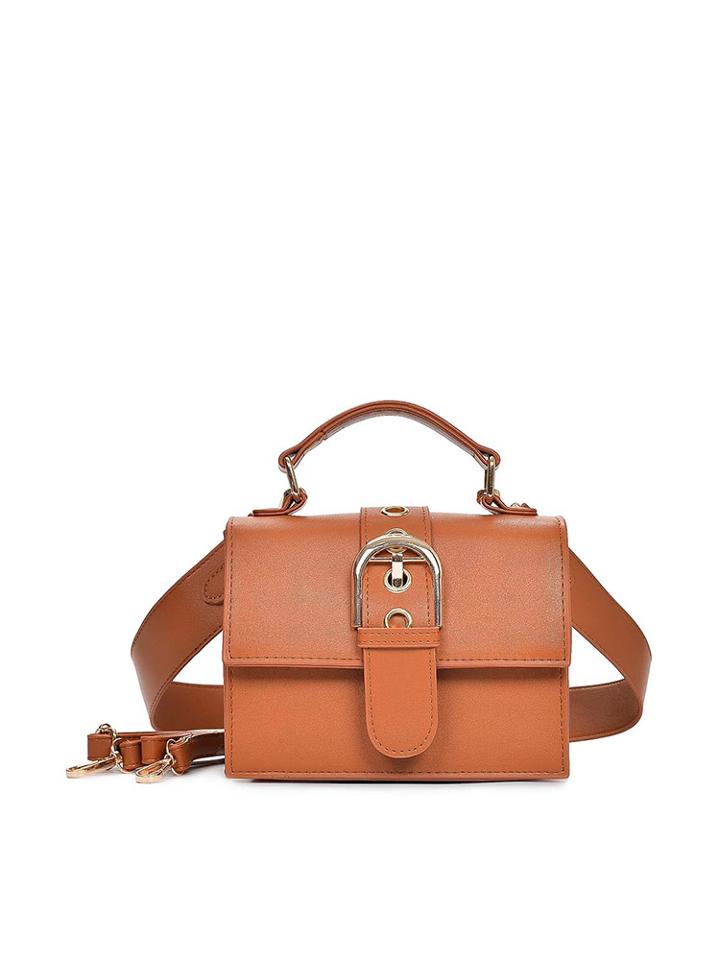 Shein Faux Leather Buckle Decorated Flap Bag