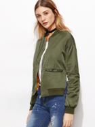 Shein Drop Shoulder Side Slit Bomber Jacket