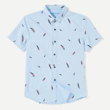 Shein Men Feather Print Shirt