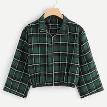 Shein Checked Zip Up Jacket