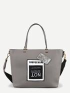 Shein Contrast Strap Shoulder Bag With Patch
