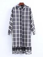 Shein Lace Hem Plaid Shirt Dress