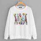 Shein Pear Beaded Figure Print Pullover