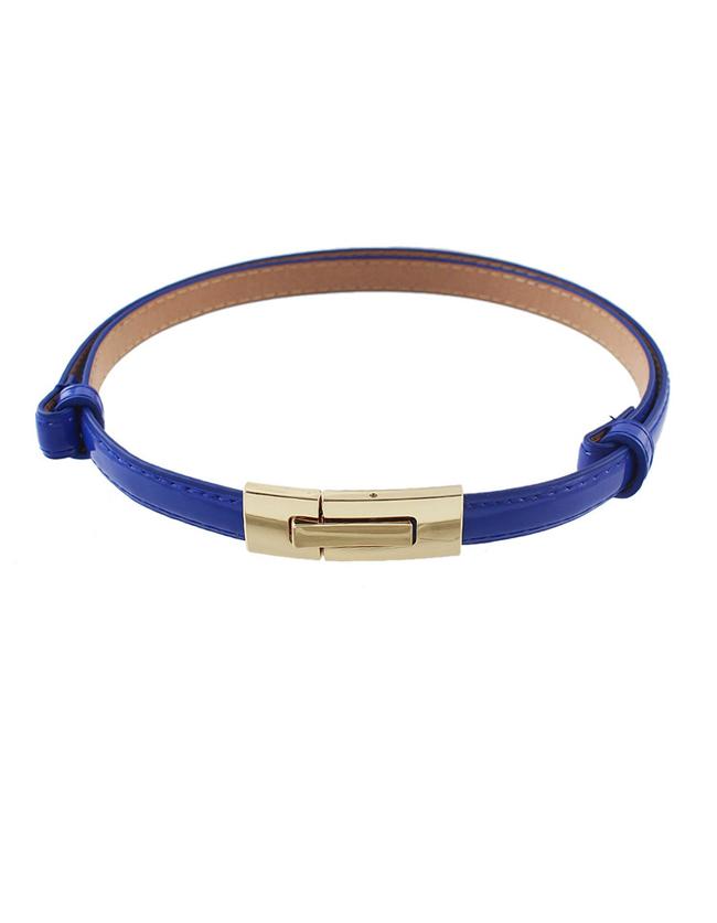 Shein Blue Pu Leather Thin Belt