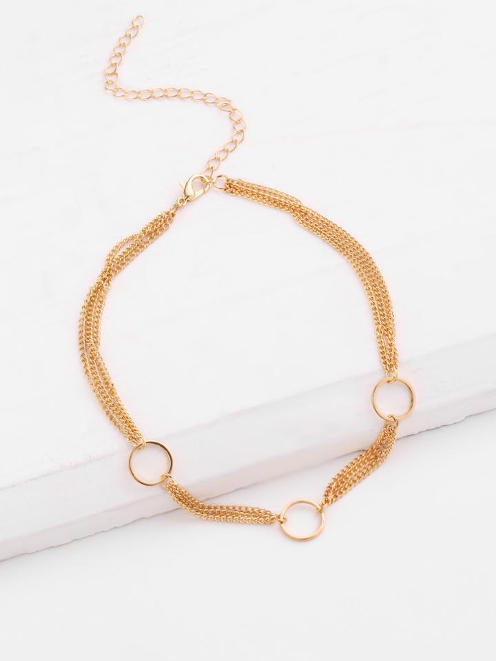Shein Three Open Circle Layered Choker Necklace