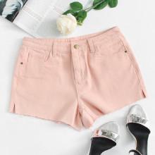 Shein Slit Side Raw Hem Denim Shorts