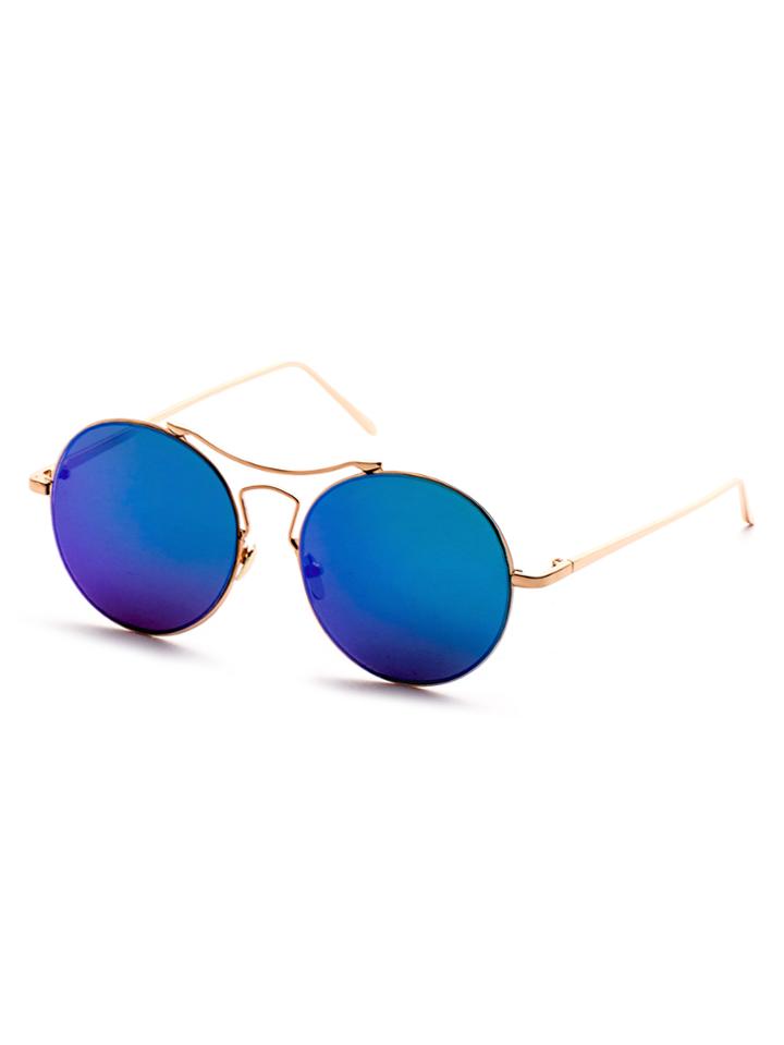 Shein Gold Frame Double Bridge Iridescent Lens Sunglasses