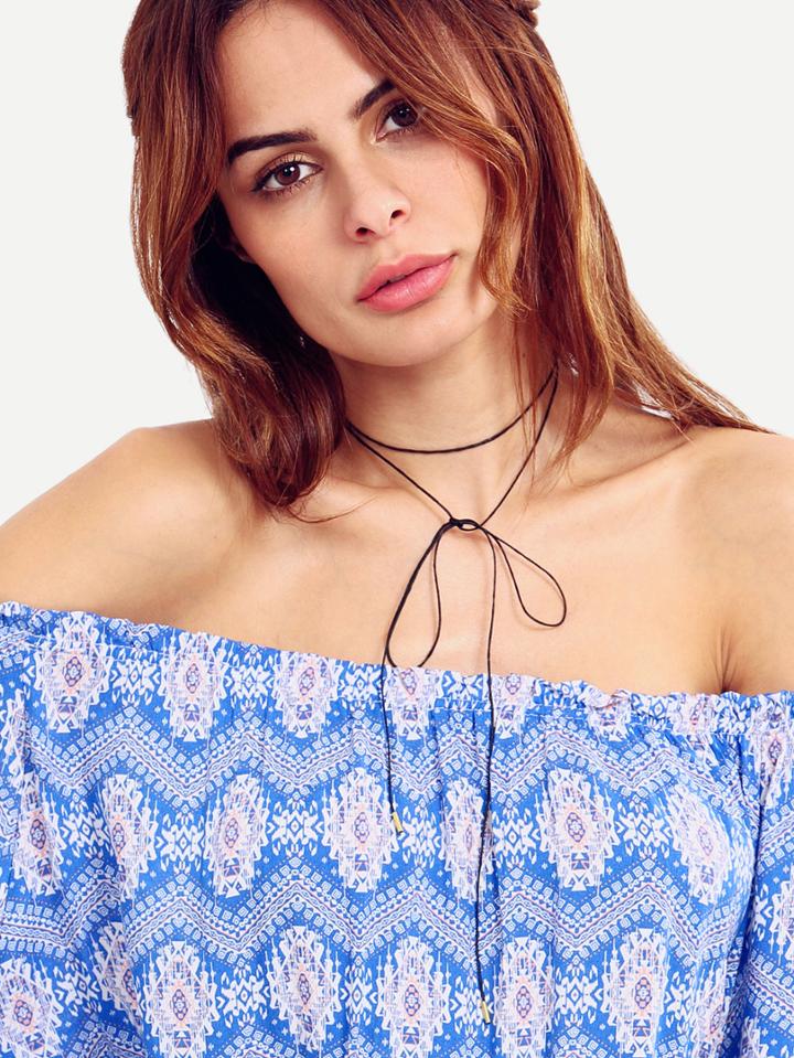 Shein Black Simple Bow Cotton Thread Necklace