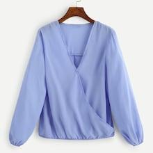 Shein Elastic Cuff And Hem Draped Wrap Top