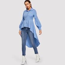 Shein High Low Ruffle Hem Blouse