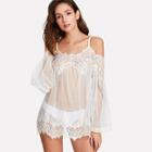 Shein Lace & Mesh Cami Slips Set