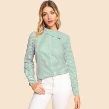 Shein Asymmetrical Neck Stripe Blouse