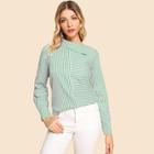 Shein Asymmetrical Neck Stripe Blouse