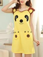 Shein Bear Print Dual Pocket Dress