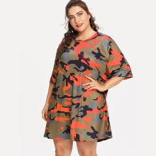 Shein Plus Drop Shoulder Camo Print Tee